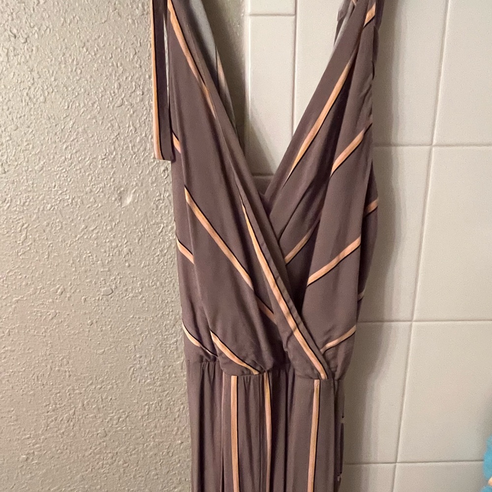 Grey with peach stripes jumpsuit